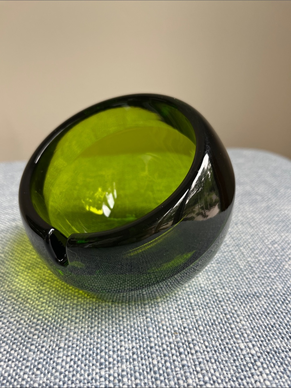 Vintage Viking Orb Ashtray Slanted Sphere MCM Glass Art
